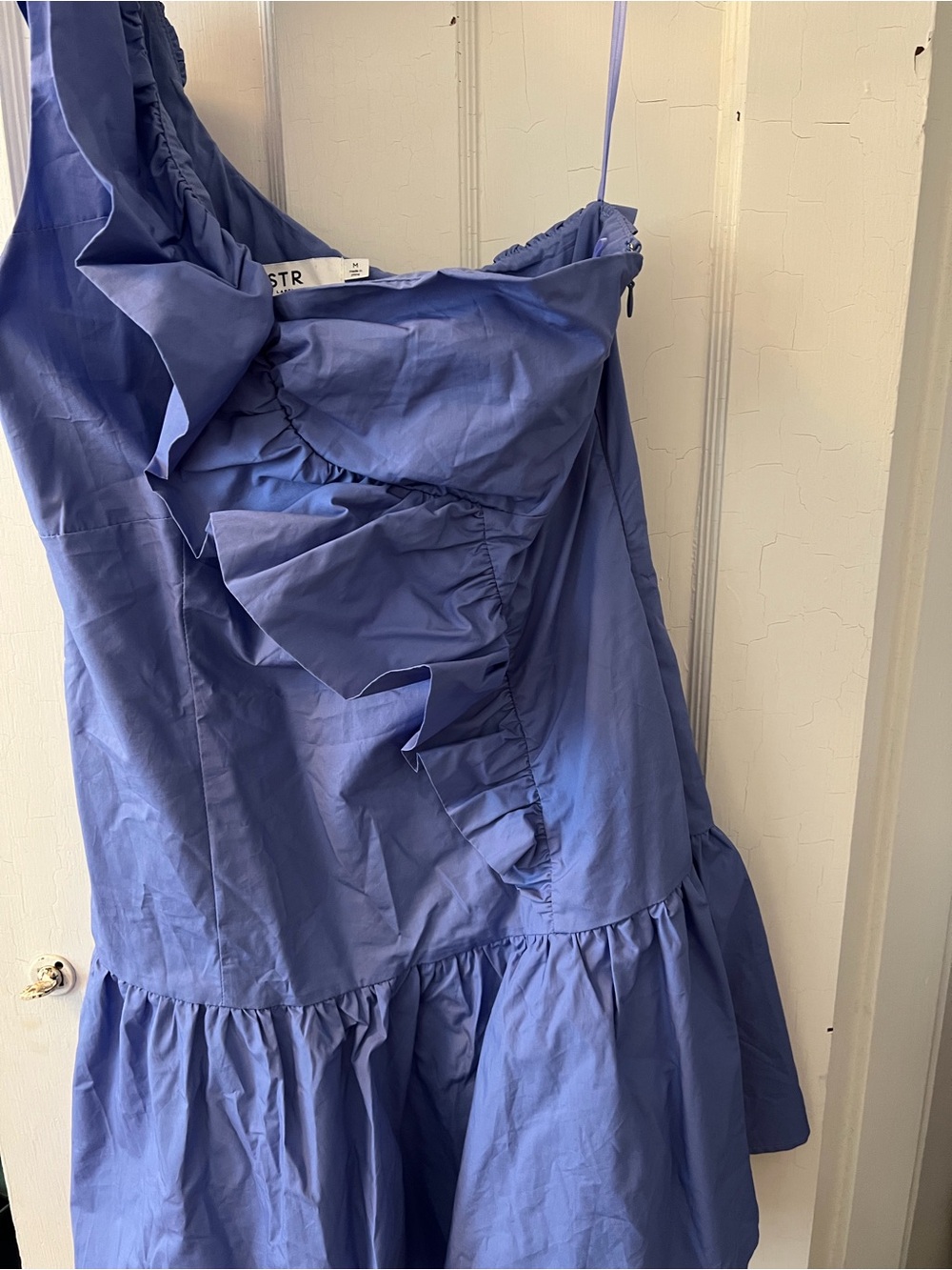 Astr One-Shoulder Ruffle Mini Dress in Periwinkle Blue - Picture 5 of 7
